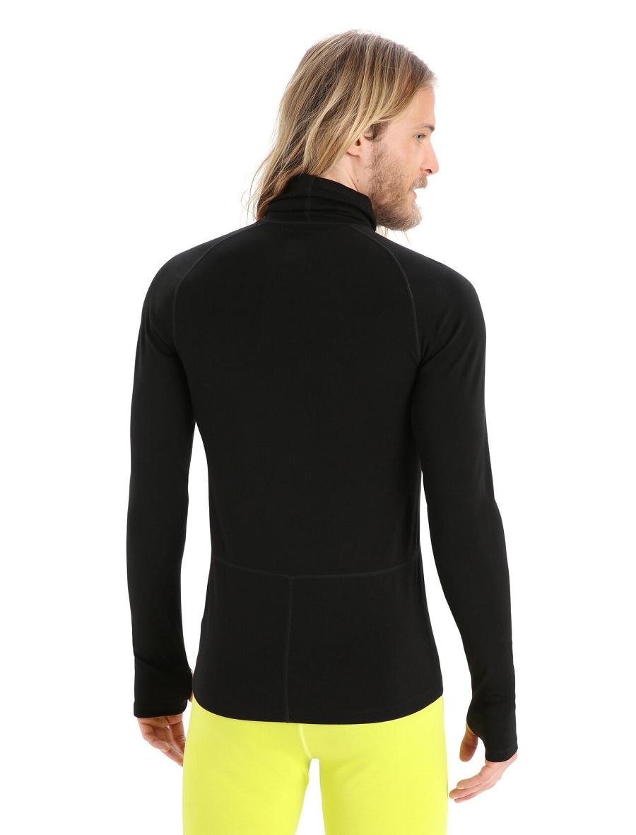 Men's Icebreaker MerinoFine™ Long Sleeve Roll Neck Base Layers Black | CA 1603NWYB